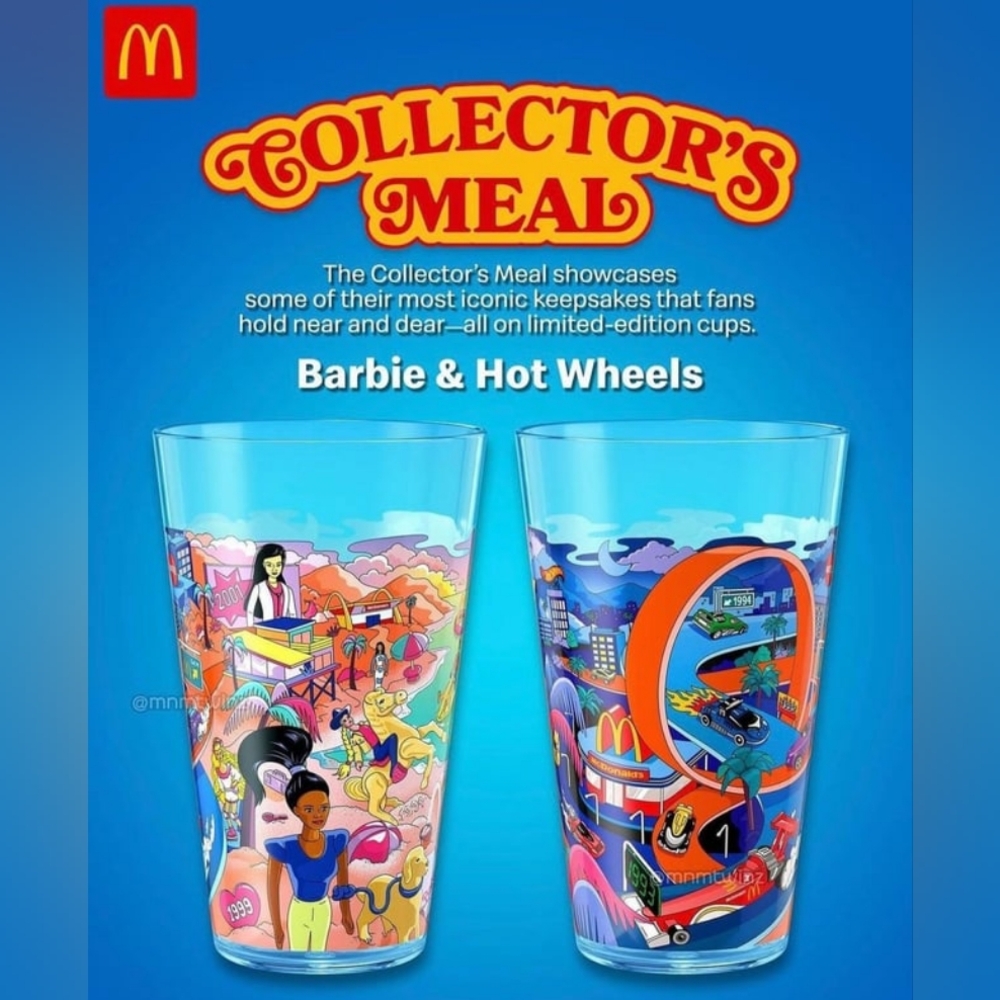 McDonalds Collector's Cup Barbie / Hot Wheels new, never used